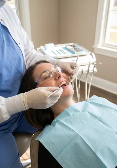 Close view of a professional teeth cleaning